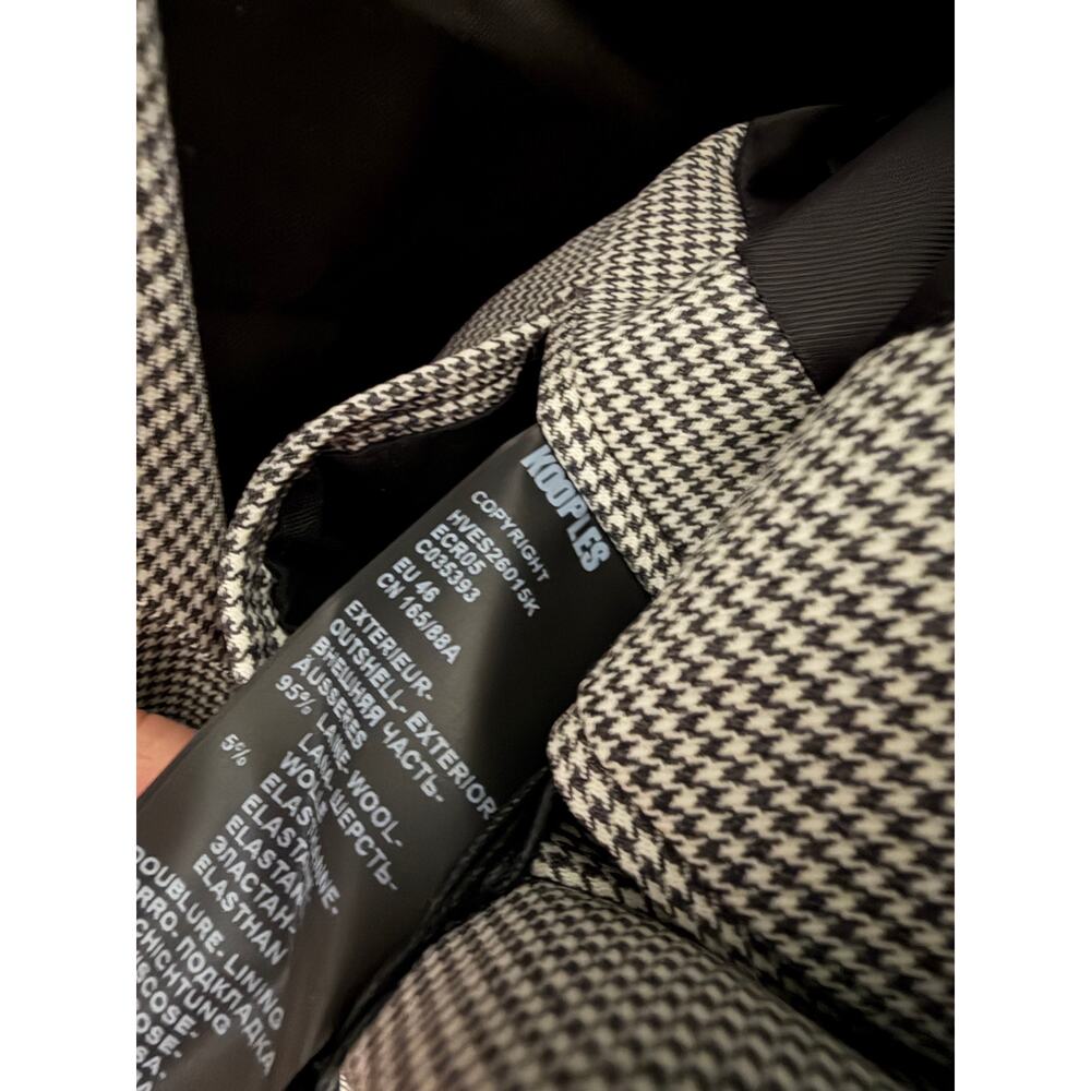 The Kooples black houndstooth 2 button blazer jacket sz 46 - Picture 6 of 7